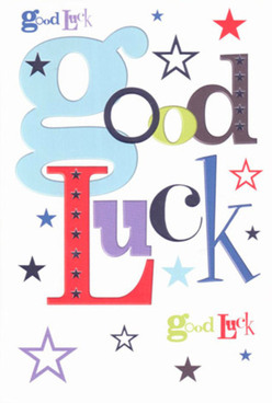 Set against a pristine white canvas, this good luck card shines as a joyful talisman, reminiscent of the community spirit along Shooter's Hill Road. The card's design is lovingly crafted: a grand, baby-blue 'g' leads the way, exuding playful hope, while confident reds and deep purples balance exuberance with sincerity. Throughout, stars in every shade-from inky midnight to periwinkle and dusty lavender-float as if plucked from a twilight over Shrewsbury Park. These whimsical bursts echo well wishes spoken between neighbours, the anticipation before milestones, and the collective encouragement families share in this close-knit area. With every glance, the carefully chosen palette and designer fonts conjure feelings of anticipation, support, and possibility, as if the card itself could tip fortune's scales. Its smooth, finely printed surface invites gentle touch, bringing to mind the fresh feel of a newly delivered arrangement from a local florist. Just as a bouquet lights up a home near Severndroog Castle, this card uplifts and reassures, making its recipient feel seen, championed, and truly lucky to have support as steadfast as the community in Shooter's Hill.