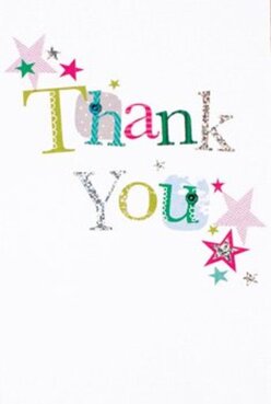 Radiating joy and gratitude, this thank you card artfully blends the playful spirit of Shooter's Hill with the charm of bespoke floral gifts. The phrase 'Thank You' graces the center, each letter uniquely styled in exuberant colours: energetic greens, dazzling pinks, mellow blues, and sparks of silver, as though reflecting the tapestry of wildflowers found in the meadows near Eaglesfield Park. Some of the letters bear glimmers of silver that catch the eye beneath soft afternoon light, while others are sprinkled with polka dots or whimsical stitched motifs, hinting at the handiwork and detailing familiar to regulars at Flowers Shooter's Hill. Clusters of star motifs in magenta, teal, and brilliant gold dance across the border, conveying the same feeling as confetti at a neighbour's garden party-a spontaneous, heartfelt celebration. The white background serves as a canvas, offering space for each colourful element to shine, while the overall composition feels balanced and airy, mirroring the clean lines and natural light that fill a well-kept local florist's shop. Gazing at this card, you can picture it tucked among a fresh bouquet delivered to a home off Shooters Hill Road-a perfect pairing of tactile delight and genuine gratitude. There's a warmth here, a playful sophistication that speaks to the caring traditions of our local community, making this card as memorable as receiving flowers on a bright, hopeful day.