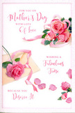 This Mother's Day card is composed like a gentle floral poem, spreading across a pale, creamy background where blush-pink roses appear to float in soft, natural light. A main cluster of roses dominates one corner, each bloom rendered with lifelike detail-the petals are plush and layered, curling at the edges in shades that shift from nearly white blush to a richer, romantic rose. The blossoms sit as if freshly laid down on a table after being chosen for a special arrangement, with tiny hints of muted green foliage peeking from beneath to give depth and a touch of freshness. Around the central posy, loose petals are artfully strewn, evoking the quiet, graceful mess that remains on a florist's bench after creating a bouquet for a Mother's Day delivery somewhere along Shooter's Hill Road or near Shooters Hill Golf Course. A slender, pastel ribbon drapes and winds softly through the flowers, its satin-like sheen catching the light, tying the elements together visually like a bow on a cherished gift. Flowing, hand-lettered script carries a loving Mother's Day message across the card, the ink lines smooth and slightly whimsical, echoing the soft curves of the roses themselves. The mood is one of gentle appreciation and calm celebration, reminiscent of a peaceful morning when the air is cool and scented with early blossoms. It feels like the sort of card someone might place beside a vase of fresh roses on a kitchen table in Shooter's Hill, a quiet reminder of gratitude, affection, and the comforting presence of a mother's care.